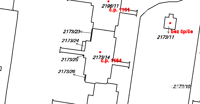 České Budějovice 2 1164, České Budějovice na parcele st. 2173/14 v KÚ České Budějovice 2, Katastrální mapa