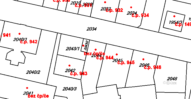 České Budějovice 5 944, České Budějovice na parcele st. 2044 v KÚ České Budějovice 5, Katastrální mapa