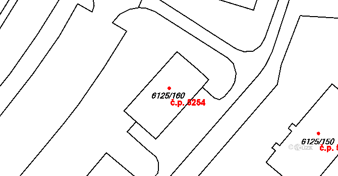 Chomutov 5254 na parcele st. 6125/160 v KÚ Chomutov I, Katastrální mapa