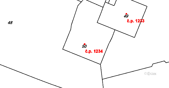 Podlesí 1234, Havířov na parcele st. 50 v KÚ Bludovice, Katastrální mapa