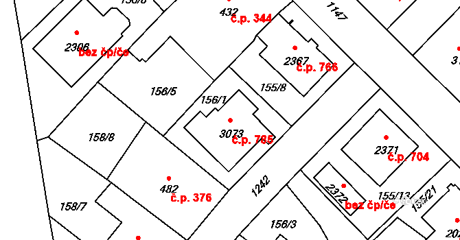 Úšovice 785, Mariánské Lázně na parcele st. 3073 v KÚ Úšovice, Katastrální mapa