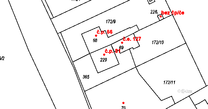 Štěnkov 81, Třebechovice pod Orebem na parcele st. 229 v KÚ Štěnkov, Katastrální mapa
