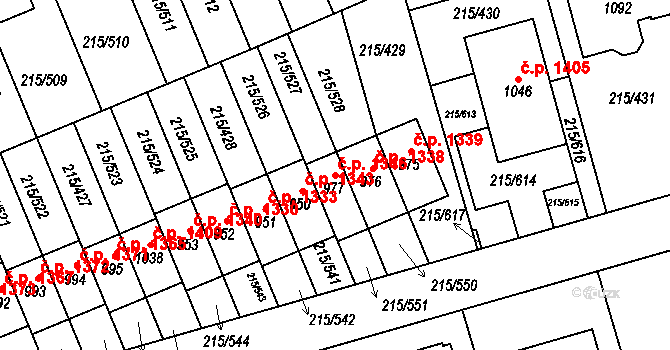 Rudná 1346 na parcele st. 977 v KÚ Hořelice, Katastrální mapa