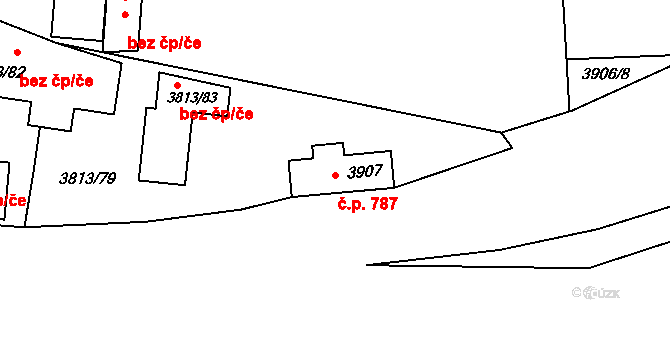 Kročehlavy 787, Kladno na parcele st. 3907 v KÚ Kročehlavy, Katastrální mapa