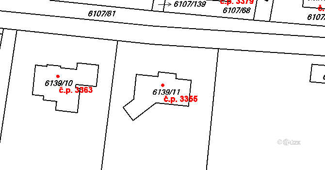 Frýdek 3355, Frýdek-Místek na parcele st. 6139/11 v KÚ Frýdek, Katastrální mapa