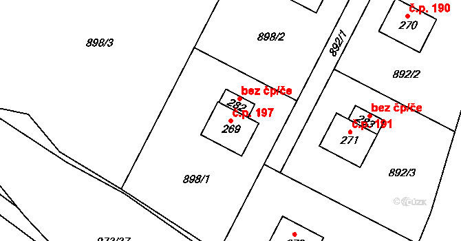 Nová Ves 197 na parcele st. 269 v KÚ Nová Ves u Nelahozevsi, Katastrální mapa