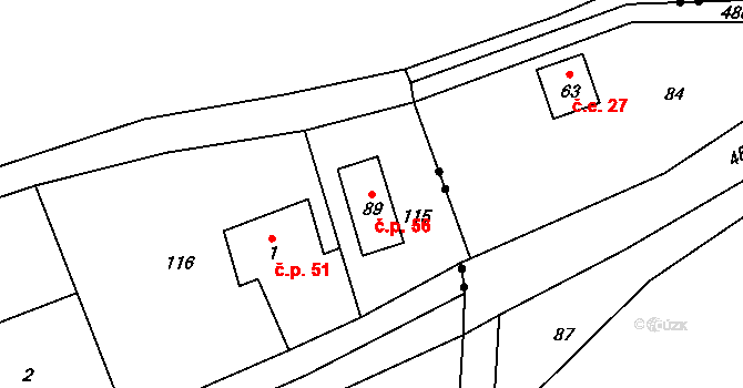 Sovinec 56, Jiříkov na parcele st. 89 v KÚ Sovinec, Katastrální mapa
