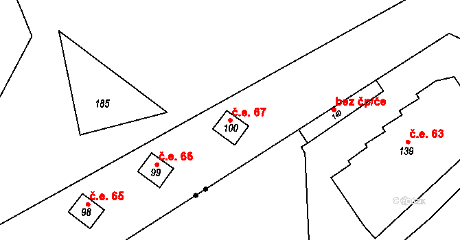 Vicmanov 67, Mukařov na parcele st. 100 v KÚ Vicmanov, Katastrální mapa