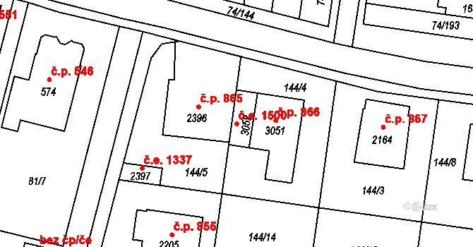 Sezimovo Ústí 1500 na parcele st. 3052 v KÚ Sezimovo Ústí, Katastrální mapa