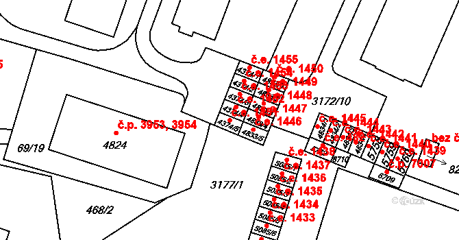 Zlín 1451 na parcele st. 4374/5 v KÚ Zlín, Katastrální mapa