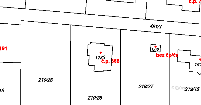 Heřmanice 365, Ostrava na parcele st. 1183 v KÚ Heřmanice, Katastrální mapa