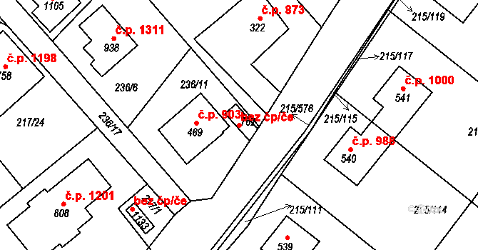 Rudná 39612643 na parcele st. 762 v KÚ Hořelice, Katastrální mapa