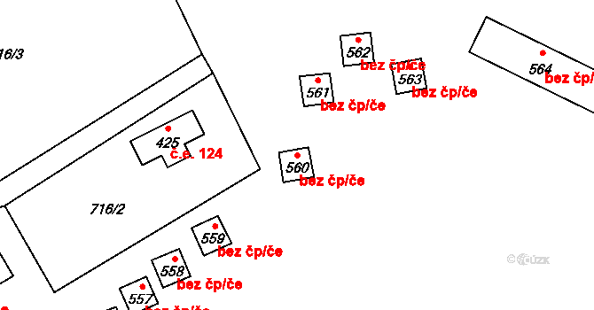 Sloup v Čechách 39768643 na parcele st. 560 v KÚ Sloup v Čechách, Katastrální mapa