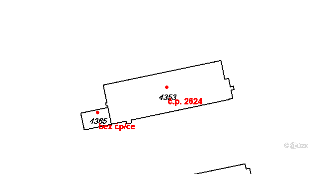 Nymburk 2624 na parcele st. 4353 v KÚ Nymburk, Katastrální mapa