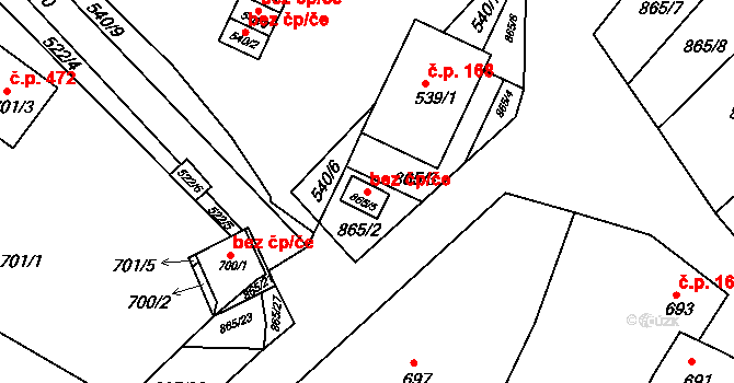 Šatov 40971643 na parcele st. 865/5 v KÚ Šatov, Katastrální mapa