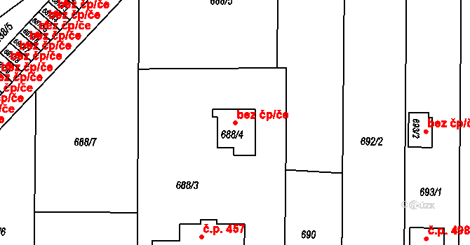 Holešov 41063643 na parcele st. 688/4 v KÚ Všetuly, Katastrální mapa