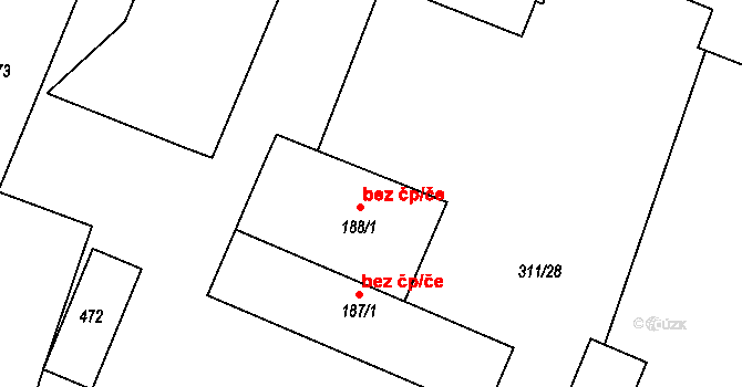 Bříza 41086643 na parcele st. 188/1 v KÚ Bříza, Katastrální mapa