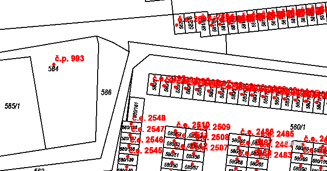 Bludovice 2394, Havířov na parcele st. 580/3 v KÚ Bludovice, Katastrální mapa
