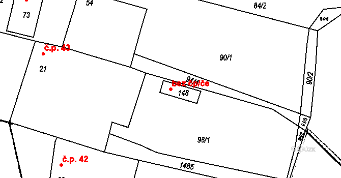 Borovany 41914643 na parcele st. 148 v KÚ Vrcov, Katastrální mapa