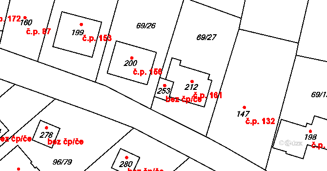 Sušice 44257643 na parcele st. 253 v KÚ Sušice u Uherského Hradiště, Katastrální mapa