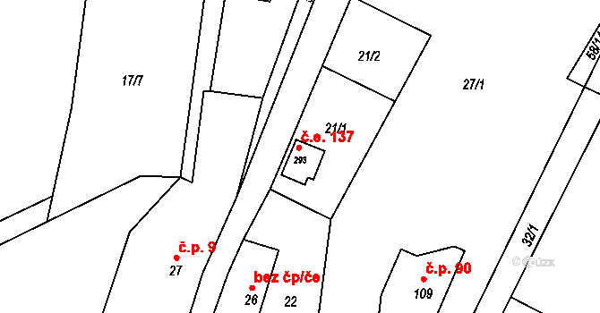 Skryje 44448643 na parcele st. 293 v KÚ Skryje nad Berounkou, Katastrální mapa
