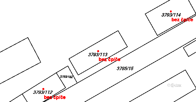 Chomutov 45038643 na parcele st. 3793/113 v KÚ Chomutov I, Katastrální mapa