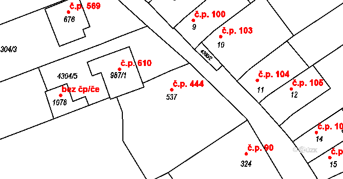 Boršice 444 na parcele st. 537 v KÚ Boršice u Buchlovic, Katastrální mapa