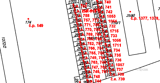 Blansko 751,766 na parcele st. 2694 v KÚ Blansko, Katastrální mapa