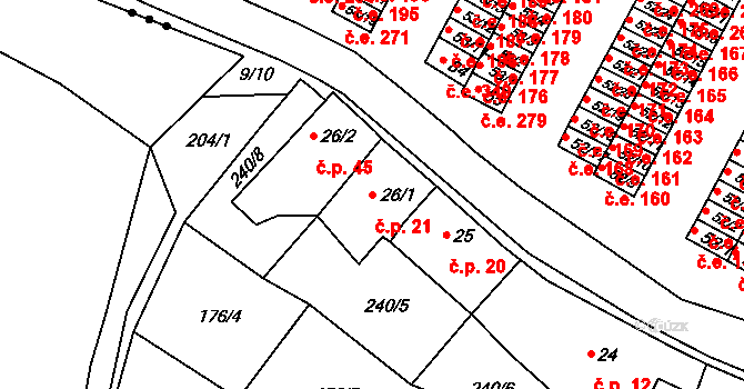 Chanov 21, Obrnice na parcele st. 26/1 v KÚ Chanov, Katastrální mapa