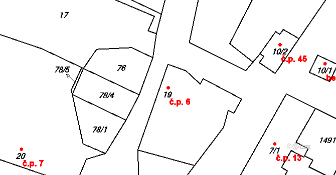 Řevnov 6, Chotoviny na parcele st. 19 v KÚ Řevnov, Katastrální mapa
