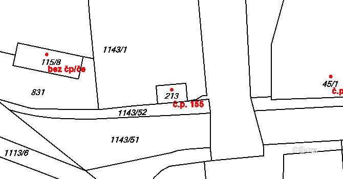 Velká Ves 155, Broumov na parcele st. 213 v KÚ Velká Ves u Broumova, Katastrální mapa
