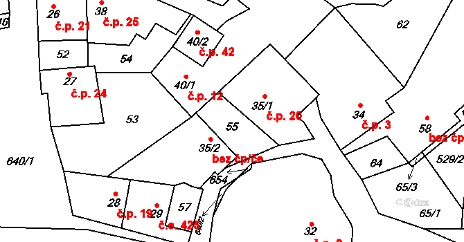 Brťov u Velkých Opatovic 20, Velké Opatovice na parcele st. 35/1 v KÚ Brťov u Velkých Opatovic, Katastrální mapa