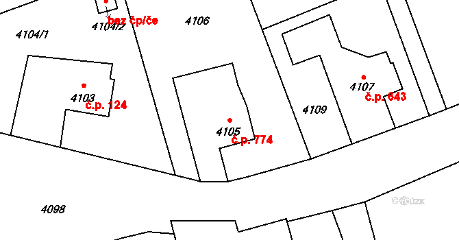 Dětmarovice 774 na parcele st. 4105 v KÚ Dětmarovice, Katastrální mapa