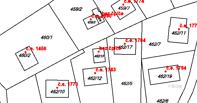 Plzeň 87049643 na parcele st. 462/13 v KÚ Radobyčice, Katastrální mapa