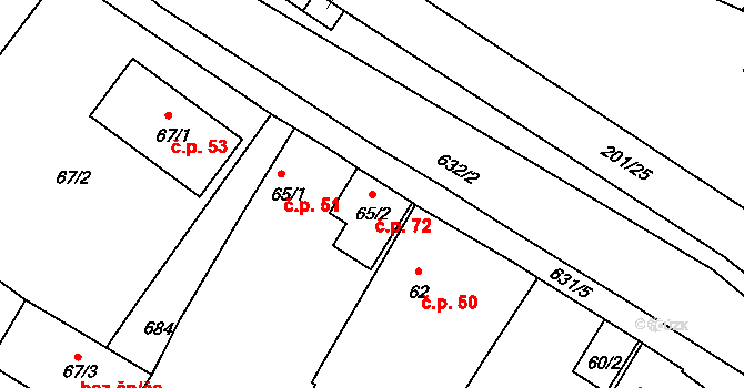 Hnojnice 72, Libčeves na parcele st. 65/2 v KÚ Hnojnice, Katastrální mapa