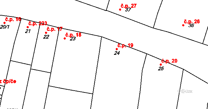 Strachotín 19 na parcele st. 24 v KÚ Strachotín, Katastrální mapa