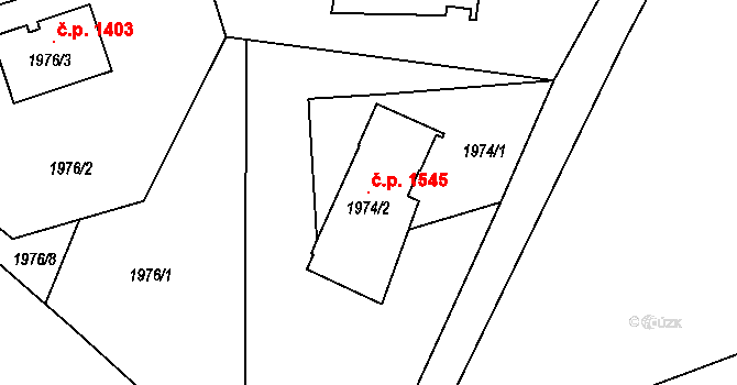 Lutyně 1545, Orlová na parcele st. 1974/2 v KÚ Horní Lutyně, Katastrální mapa