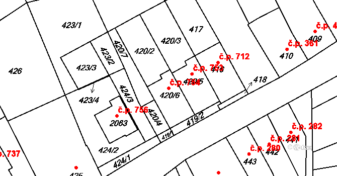 Morkovice 754, Morkovice-Slížany na parcele st. 420/6 v KÚ Morkovice, Katastrální mapa