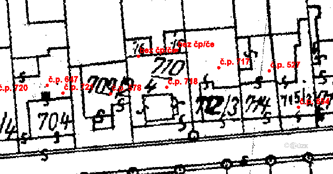 Kostelec na Hané 718 na parcele st. 710/4 v KÚ Kostelec na Hané, Katastrální mapa