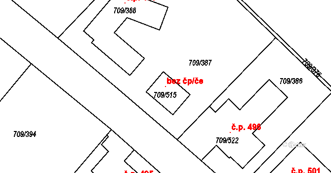 Popůvky 106352644 na parcele st. 709/515 v KÚ Popůvky u Brna, Katastrální mapa