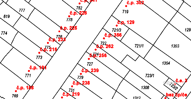 Bochoř 262 na parcele st. 724 v KÚ Bochoř, Katastrální mapa