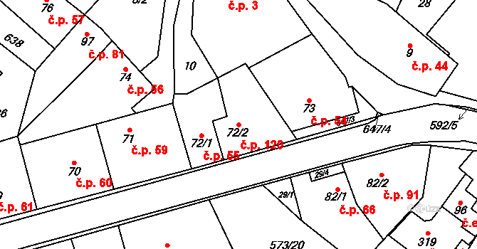 Lazníky 120 na parcele st. 72/2 v KÚ Lazníky, Katastrální mapa
