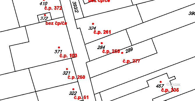 Rokytnice 255 na parcele st. 284 v KÚ Rokytnice u Přerova, Katastrální mapa