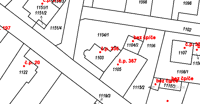 Vrbno pod Pradědem 336 na parcele st. 1103 v KÚ Vrbno pod Pradědem, Katastrální mapa