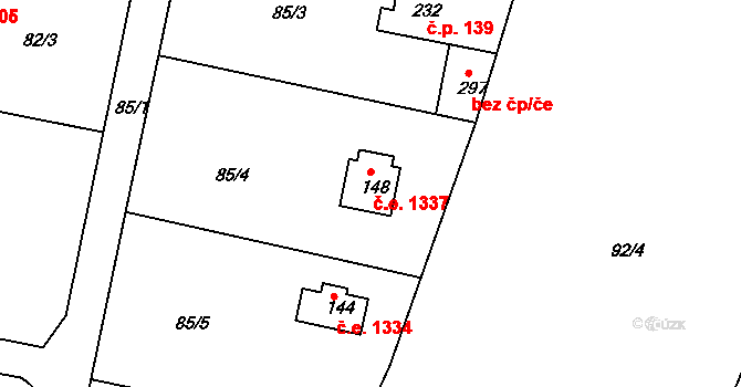 Ládví 1337, Kamenice na parcele st. 148 v KÚ Ládví, Katastrální mapa