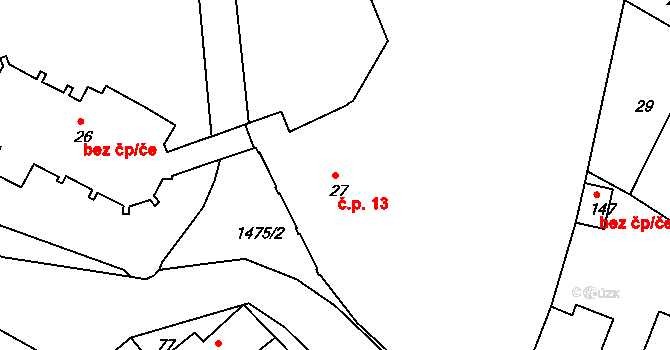 Cizkrajov 13 na parcele st. 27 v KÚ Cizkrajov, Katastrální mapa