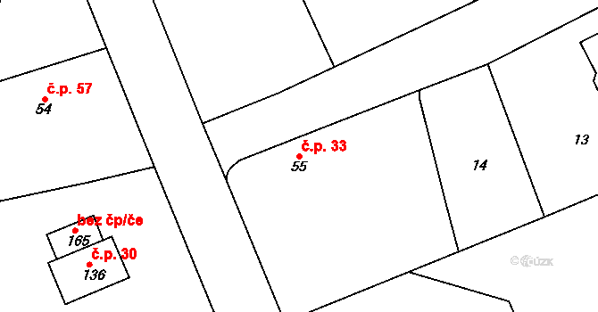 Lubno 33, Nechanice na parcele st. 55 v KÚ Lubno u Nechanic, Katastrální mapa