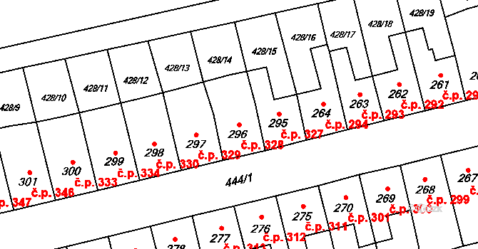 Lány 328, Svitavy na parcele st. 296 v KÚ Čtyřicet Lánů, Katastrální mapa