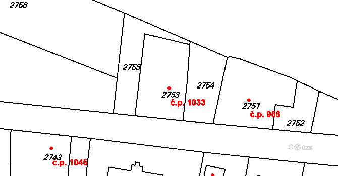 Smržovka 1033 na parcele st. 2753 v KÚ Smržovka, Katastrální mapa