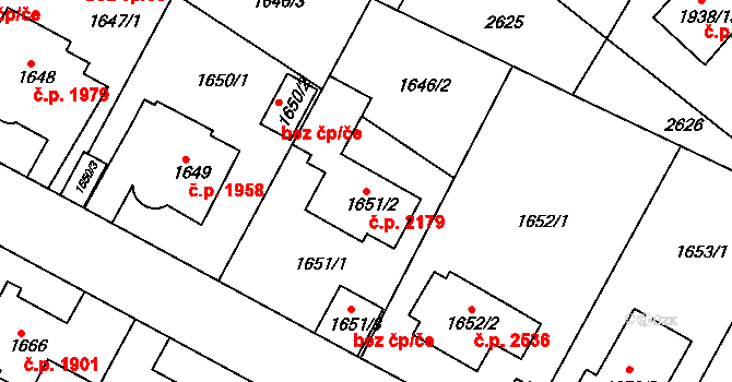 Teplice 2179 na parcele st. 1651/2 v KÚ Teplice, Katastrální mapa